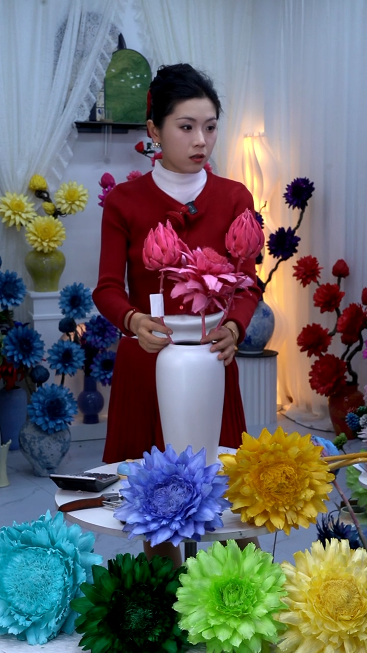 永生洋蓟玫粉3头【微瑕】9194