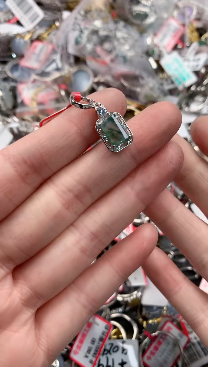 银S925镶嵌戒指翡翠666---6