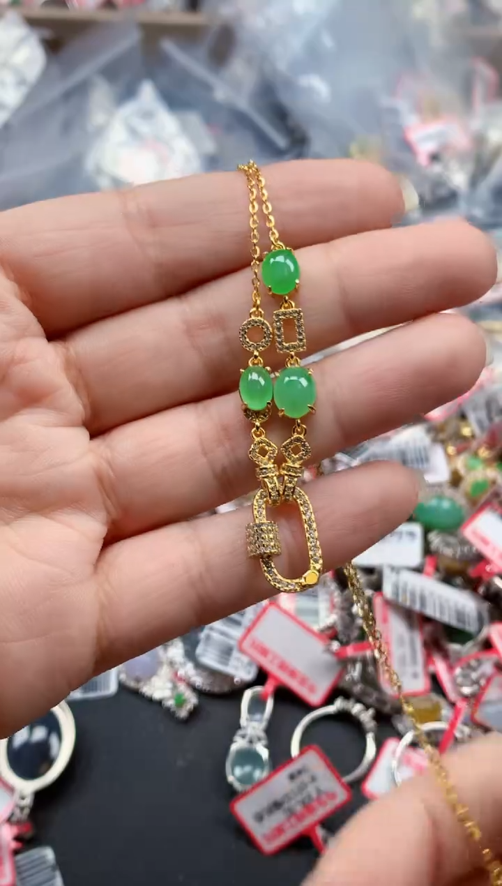 银S925镶嵌戒指翡翠天然A货缅甸翡翠