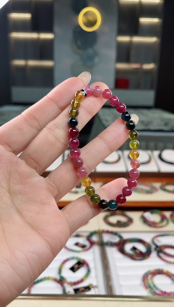 未镶嵌老矿碧玺单圈手串6mm+碧玺（多样性发一条）T