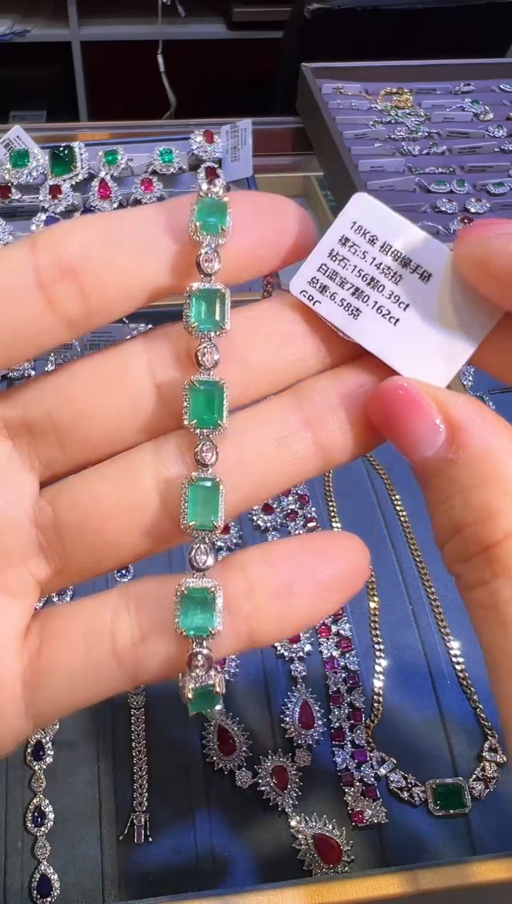 【闪购商品】祖母绿手链18K金镶嵌手链