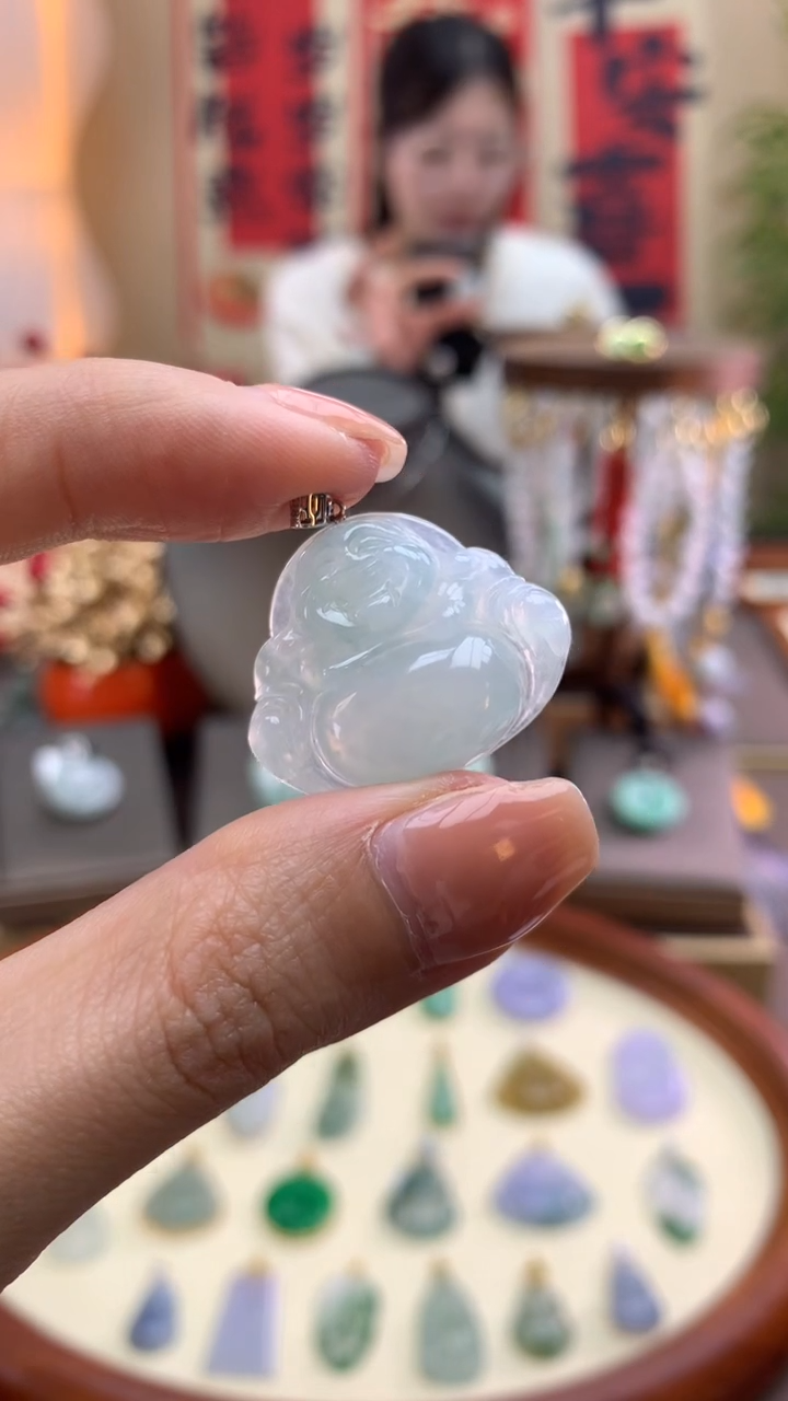 【闪购商品】翡翠颈饰18K金镶嵌佛公