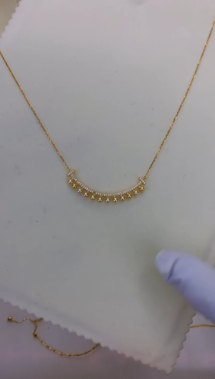 银S925镶嵌DA海水珍珠 GD166 羽皇金微笑链 3-4