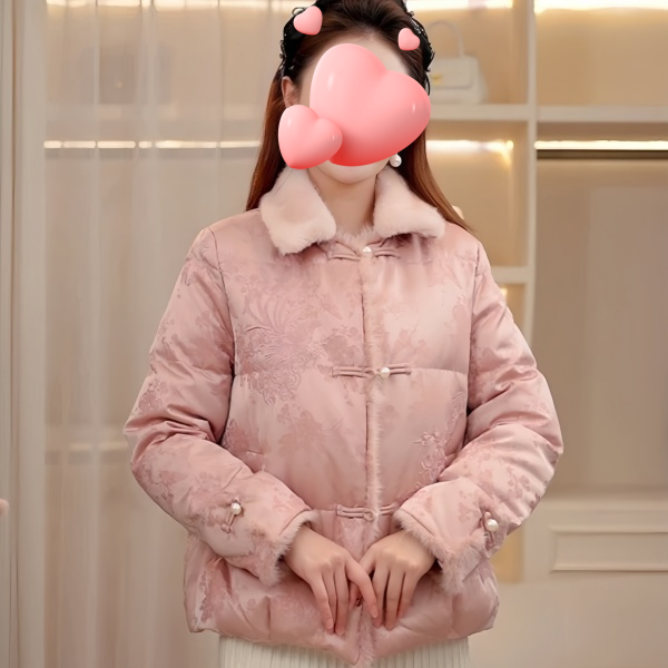 2025新款时尚保暖短款女翻领直筒型防水棉服外套秋冬棉衣中式