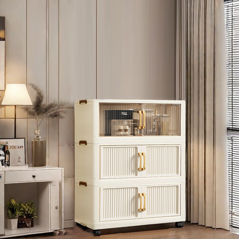 （50cm正宽）D14折叠式收纳柜家用储物柜双开门多层零食玩具储物柜