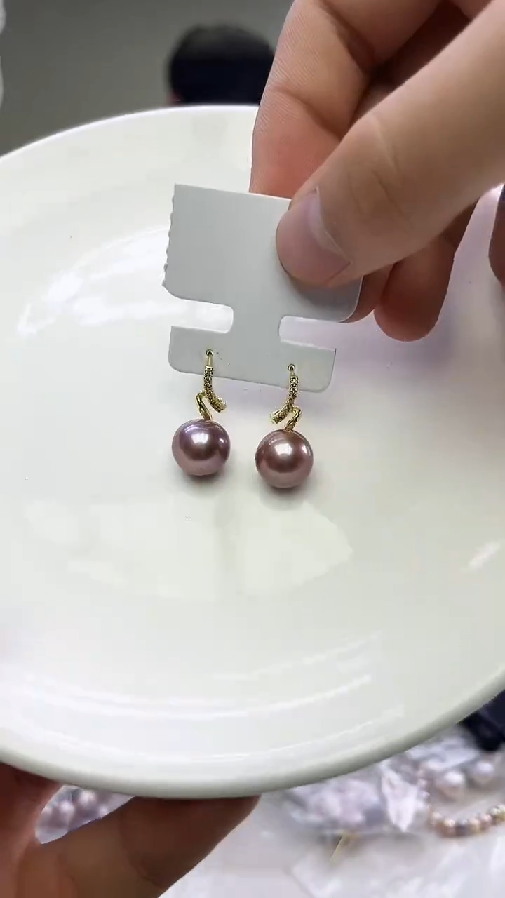 未镶嵌耳饰淡水珍珠紫色系耳饰