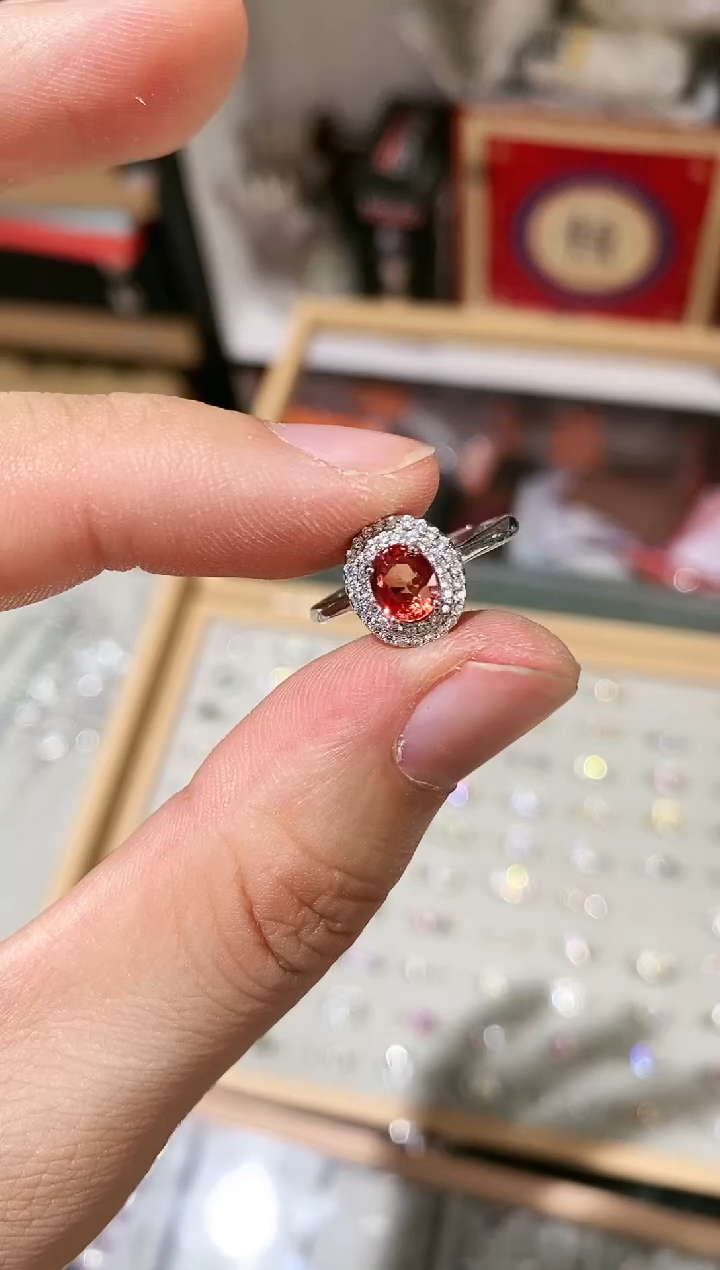 【闪购商品】蓝宝石戒指银S925镀金镶嵌戒指