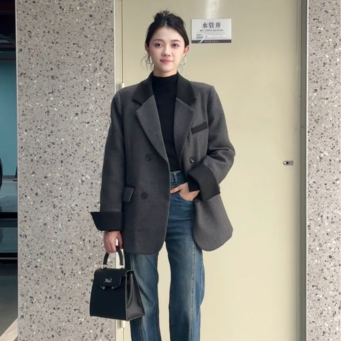 新款秋冬小西装女韩版休闲显瘦羽绒服白鸭绒西服轻奢毛呢外套