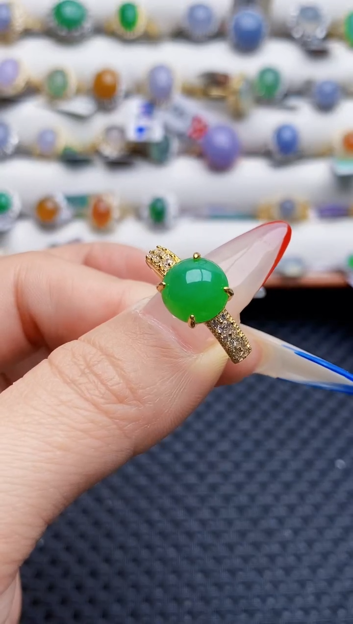 银S925镶嵌戒指翡翠0647