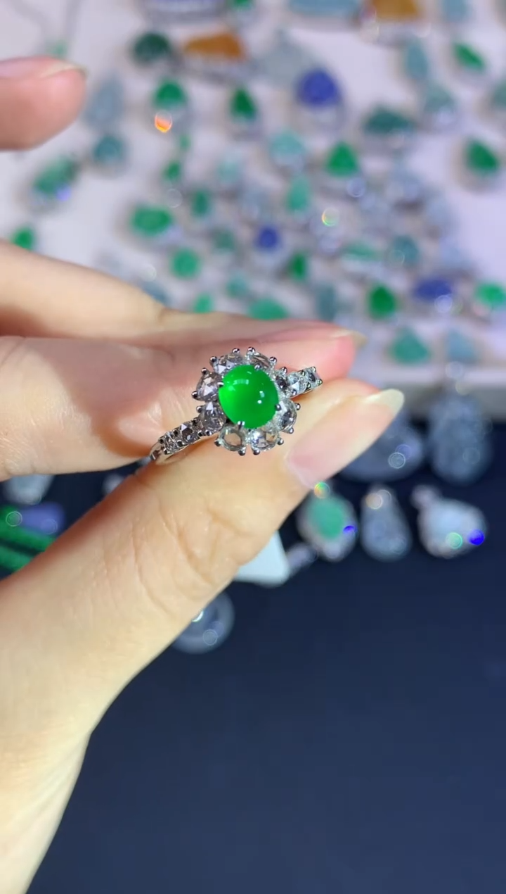 18K金镶嵌戒指翡翠A876|19800