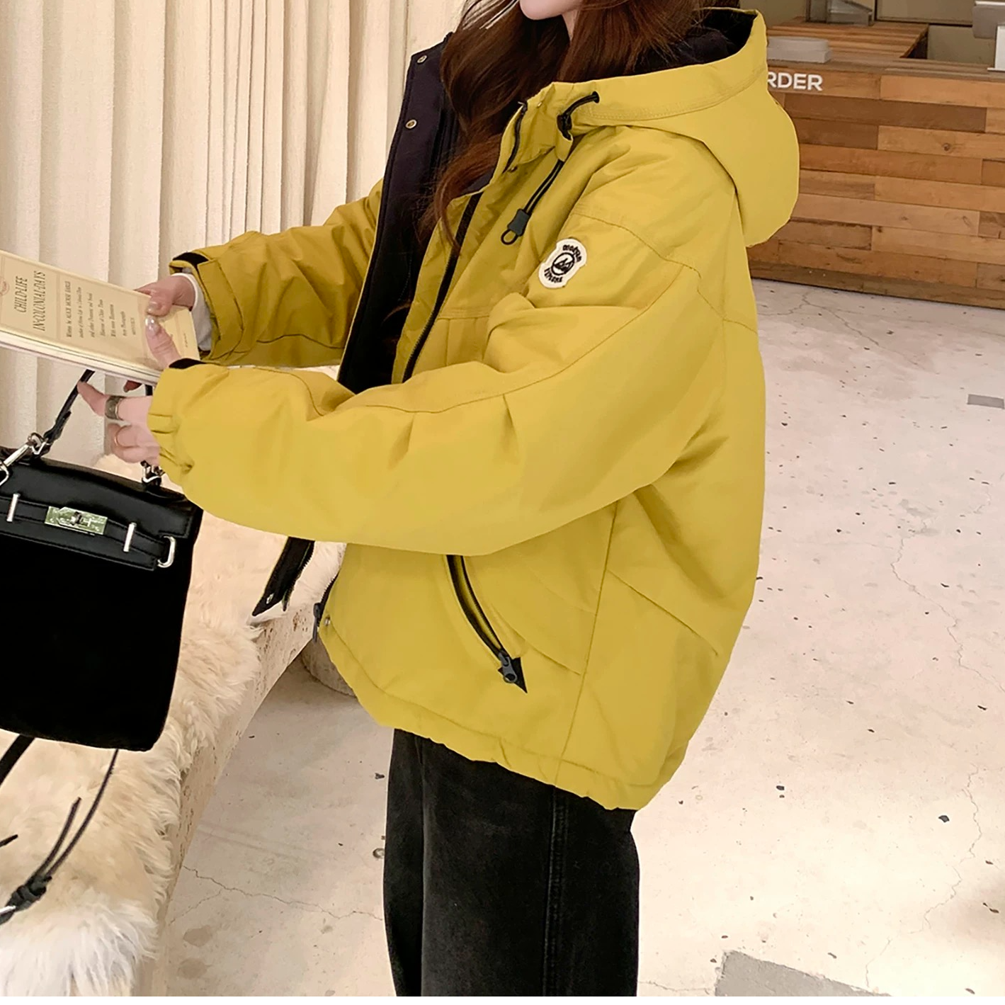 加绒加厚派克服连帽外套冬保暖耐磨防风立体有型百搭韩版潮流上衣