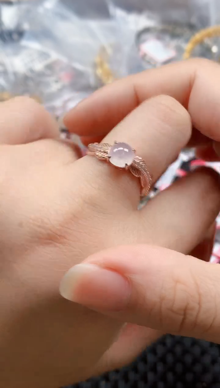 银S925镶嵌戒指翡翠天然A货缅甸翡翠