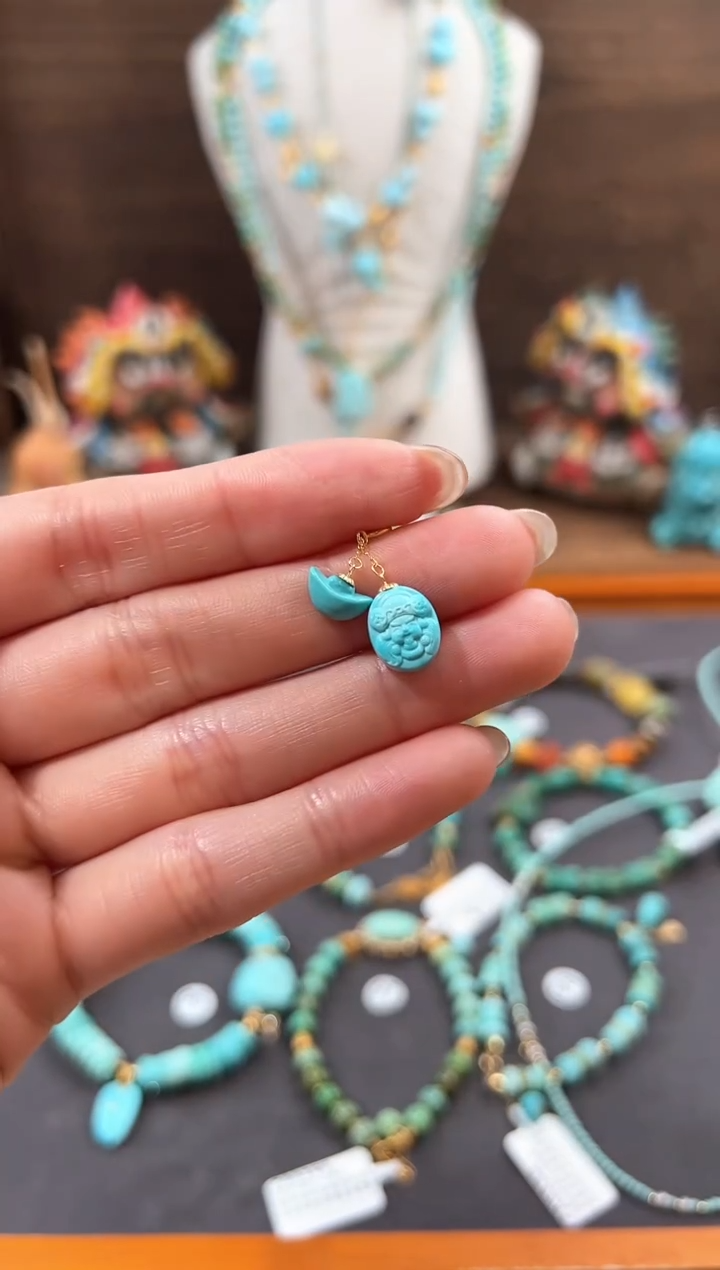 【闪购商品】绿松石提溜18K金镶嵌绿松石提溜