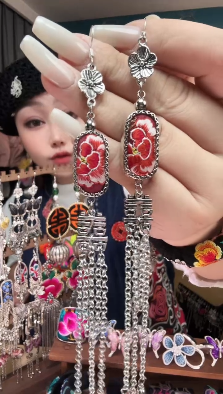 刺绣纯手工民族风刺绣耳环