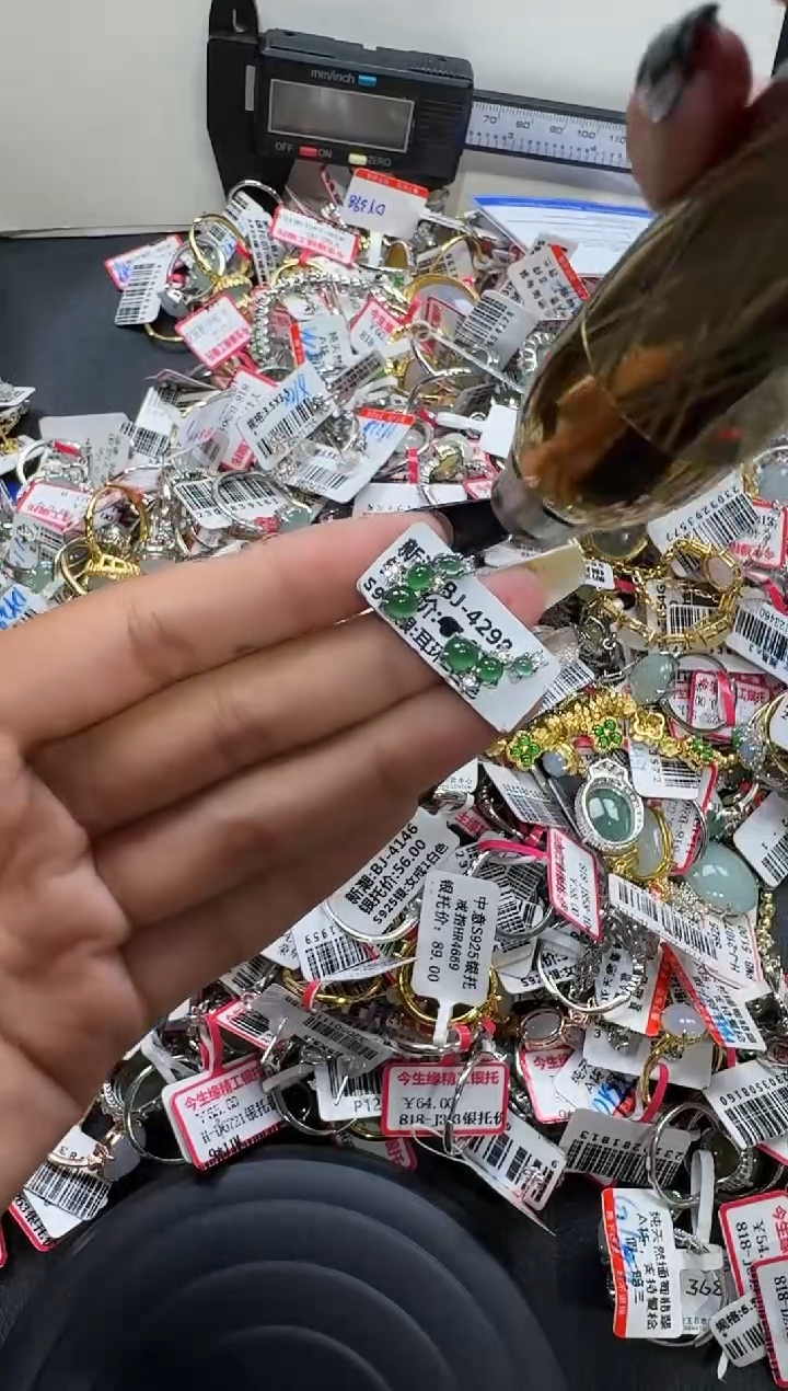 翡翠戒指银S925镶嵌戒指398