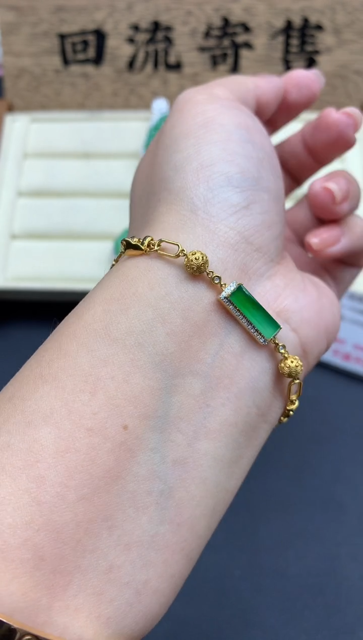 【闪购商品】翡翠手串18K金镶嵌599-中国好珍宝
