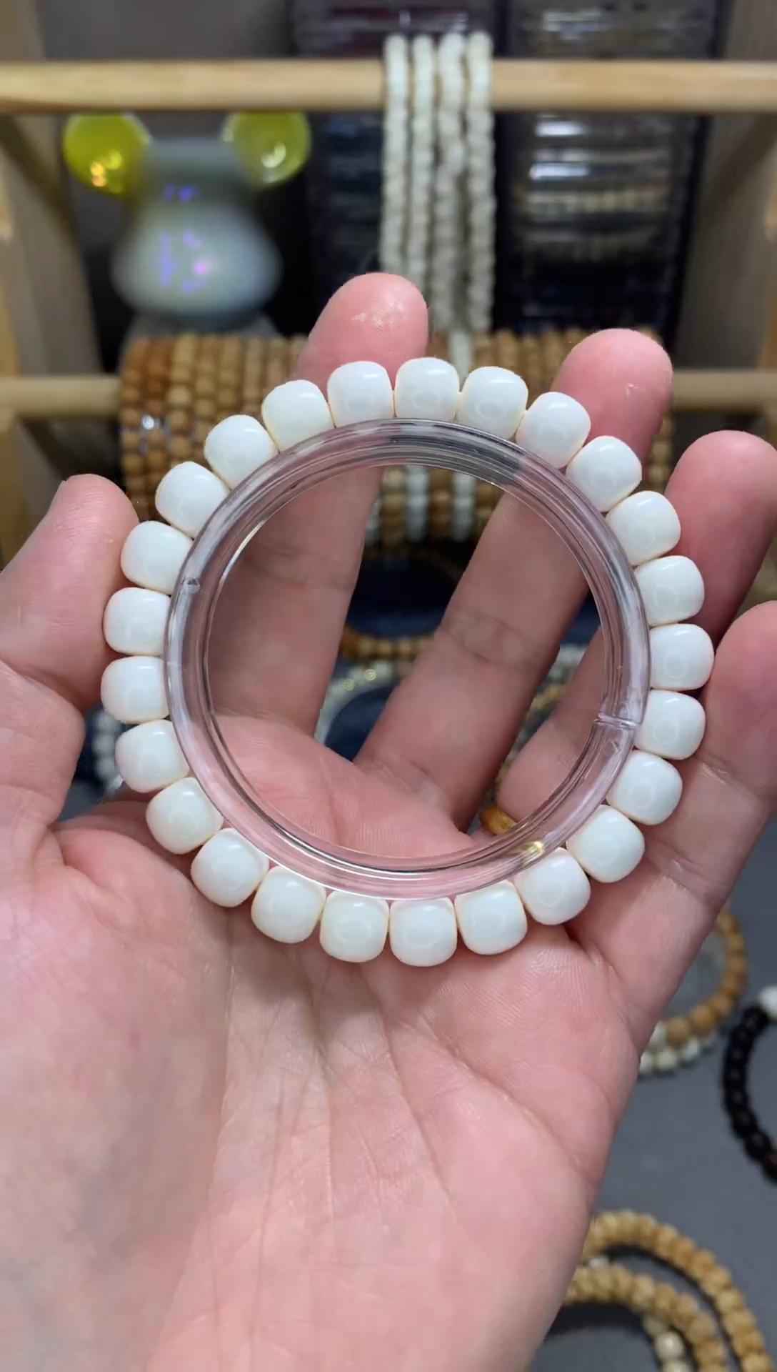 【闪购商品】菩提根/象牙果手串驼骨白料实卡9.2x8.5微微棕老型