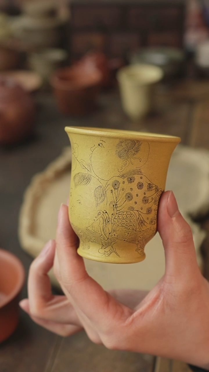 【闪购商品】紫砂茶杯奕如刻绘主人杯