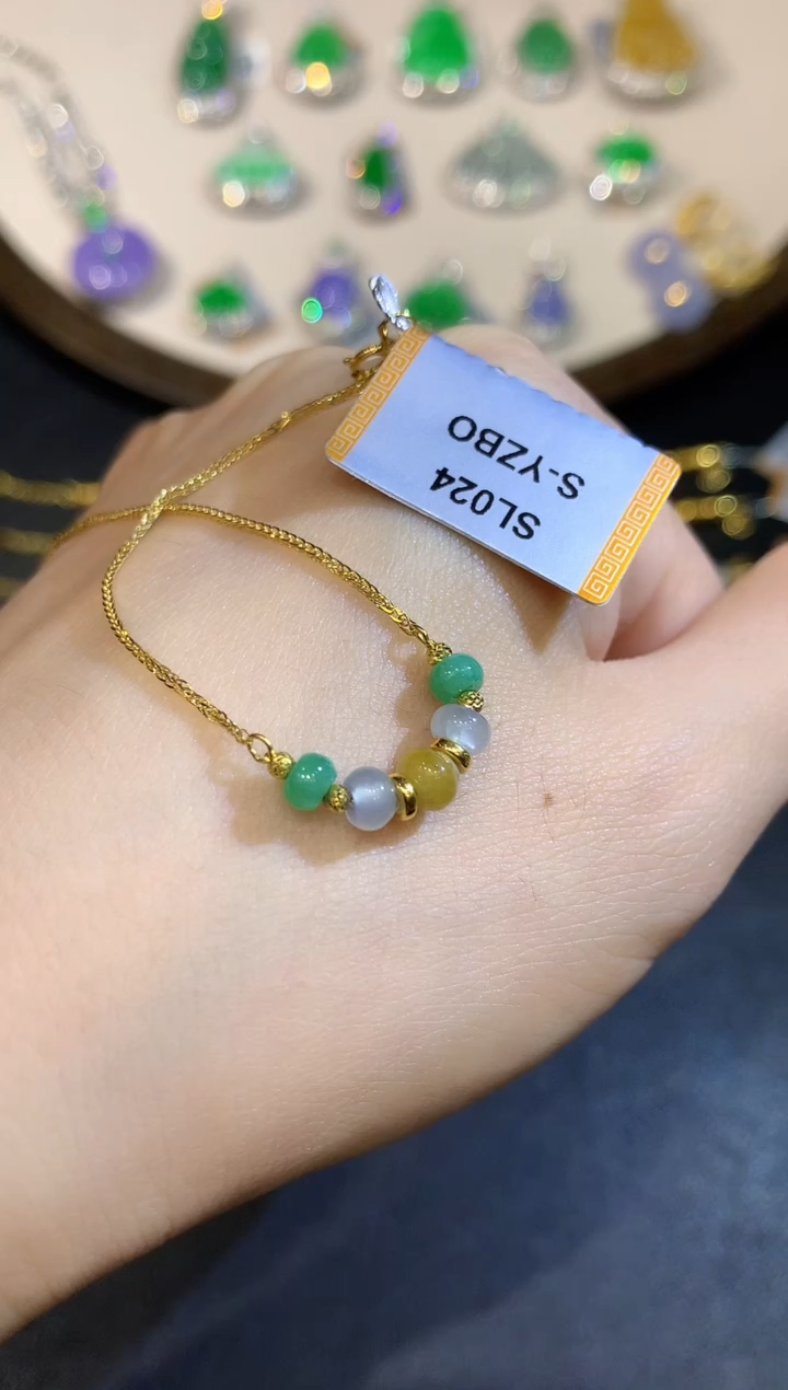 18K金镶嵌手链翡翠YS多样性发其一