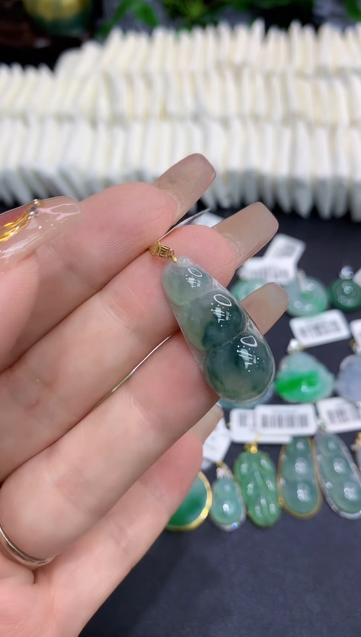 翡翠18K金镶嵌吊坠(不含链)11111