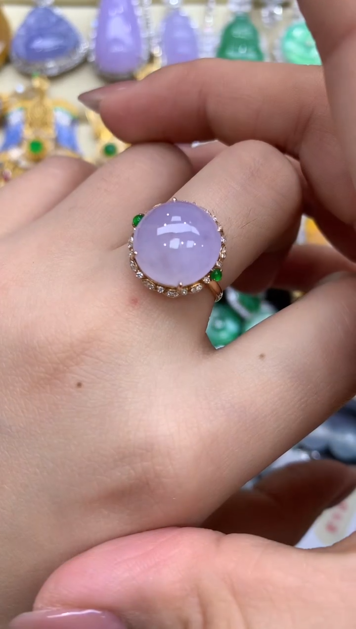 18K金镶嵌戒指翡翠394-中国好珍宝