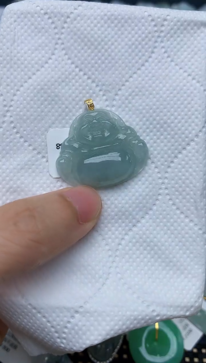 翡翠18K金镶嵌颈饰天然缅甸A货翡翠