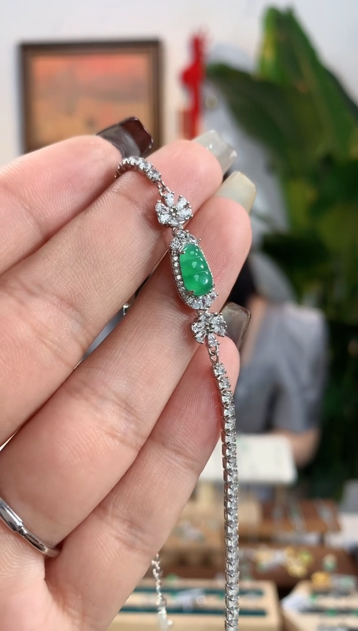 银S925镶嵌翡翠手链手链
