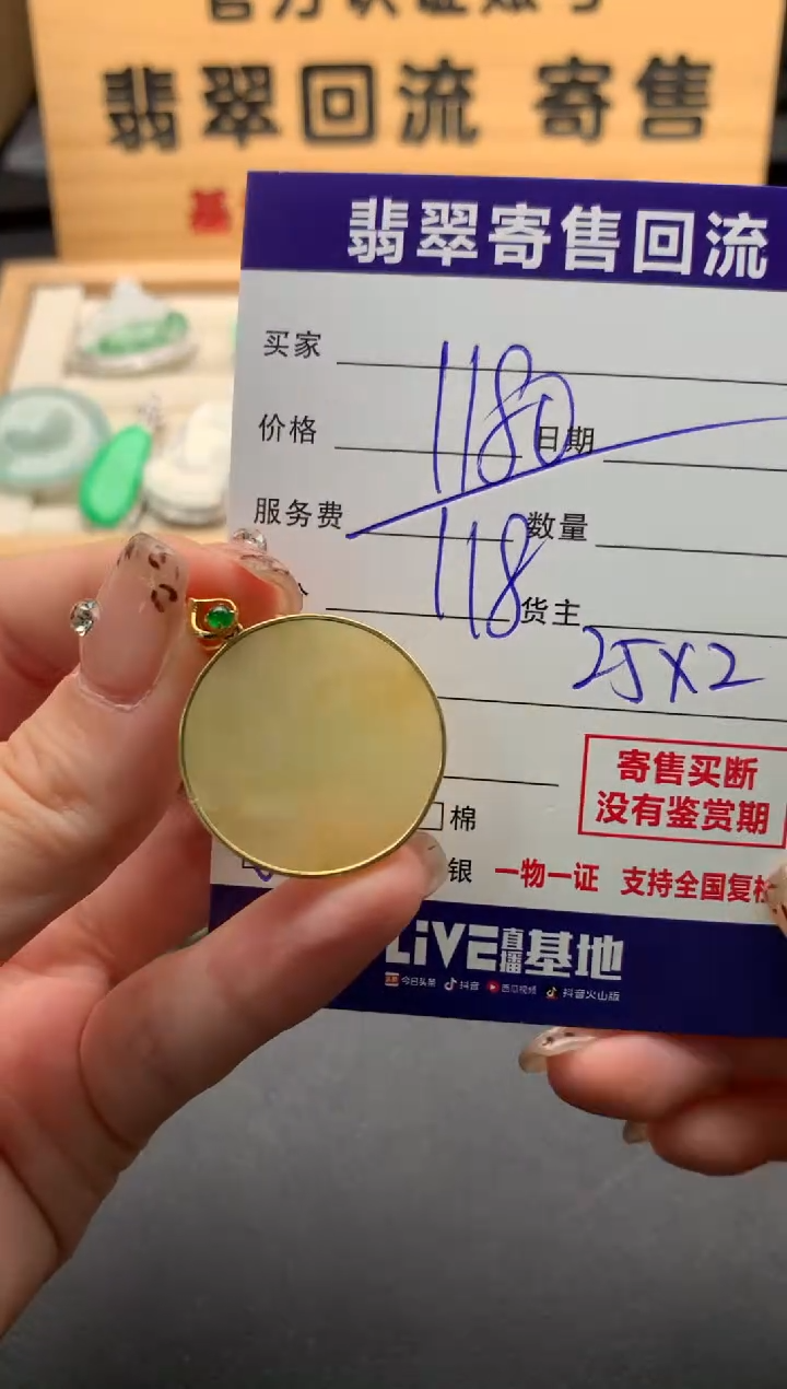 翡翠18K金镶嵌颈饰10128607