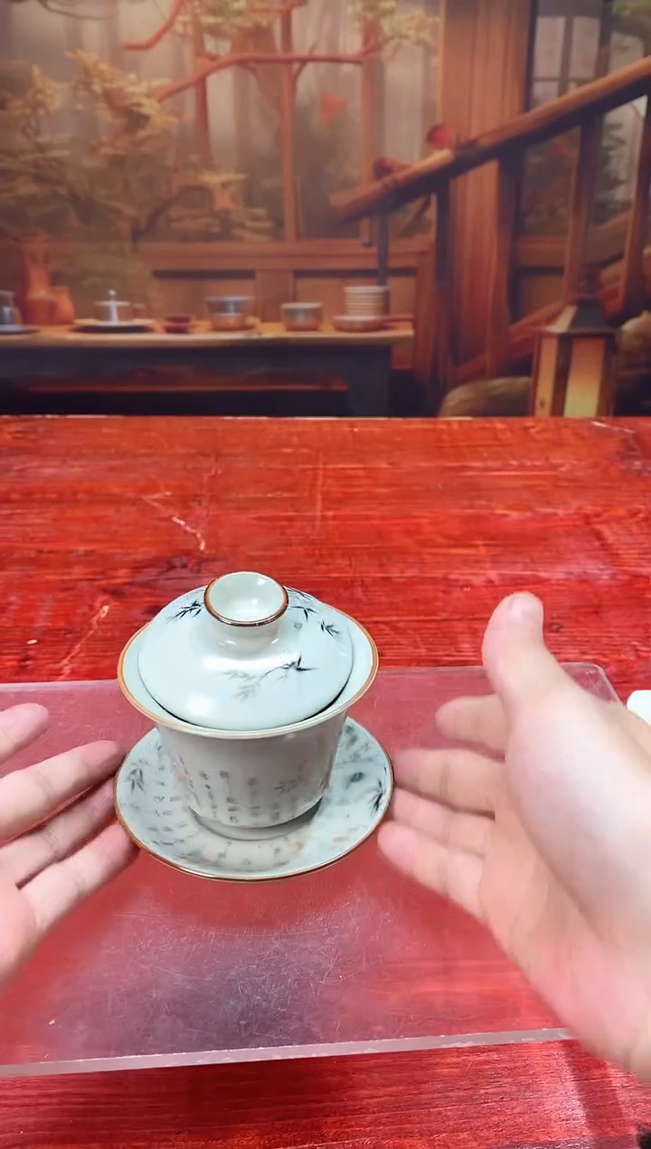 【闪购商品】永鑫茶器精选@@@@@@@@@墨竹盖碗