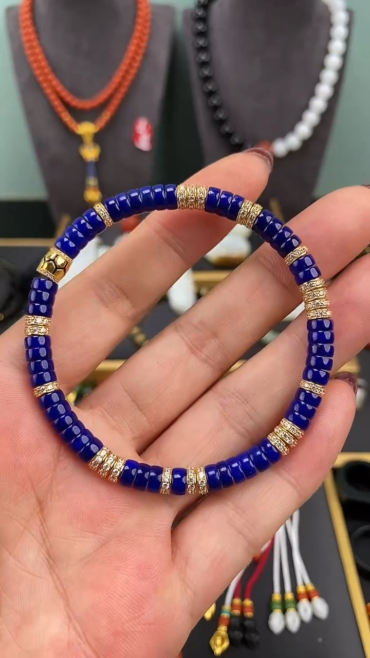 【闪购商品】青金石-未镶嵌5mm＋药片手串