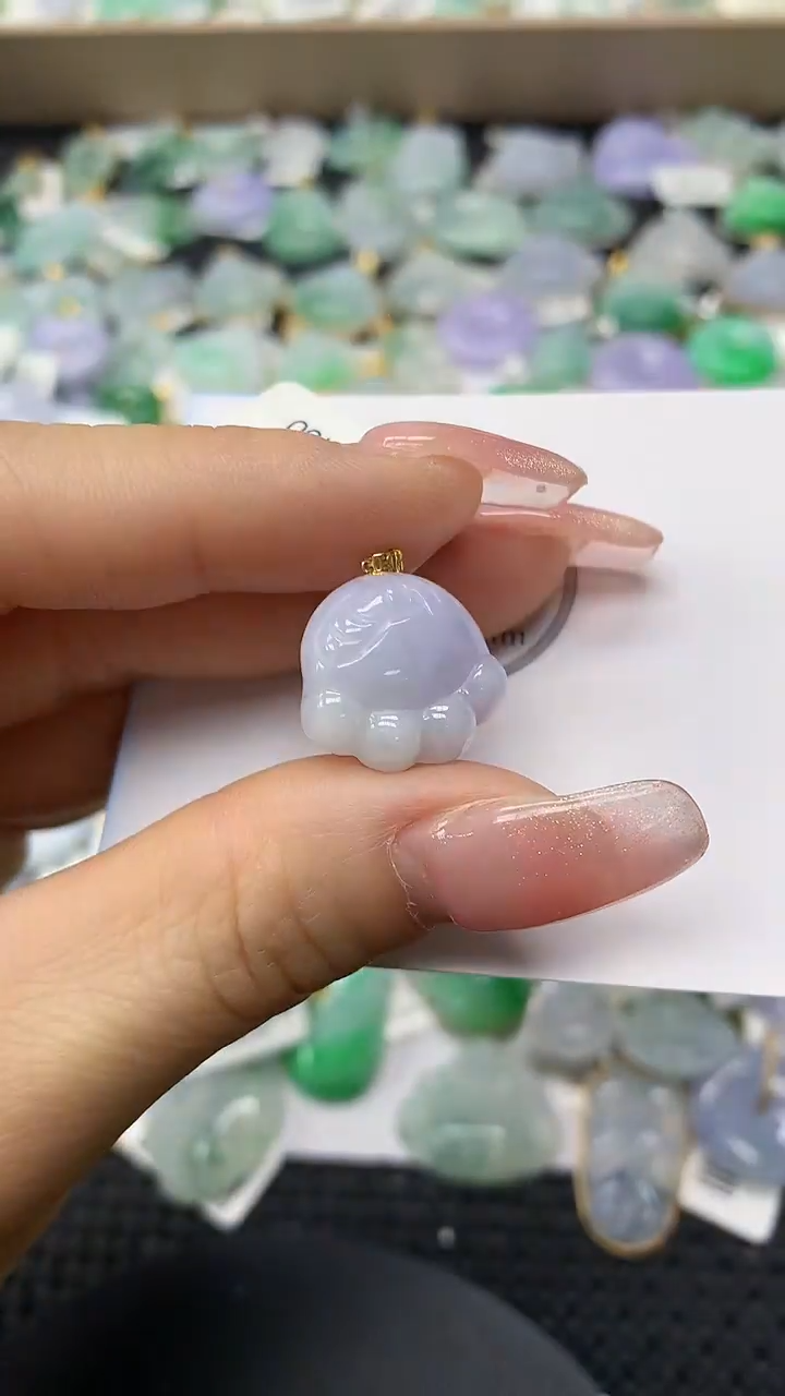 颈饰18K金镶嵌翡翠a货百元以下同包裹多件发出的只收取一单运费