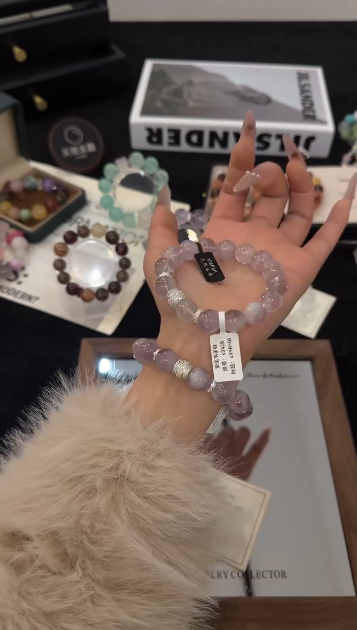 合金手链水晶紫兔毛x3428