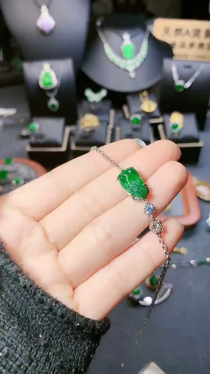 【闪购商品】翡翠手链银S925镶嵌手链
