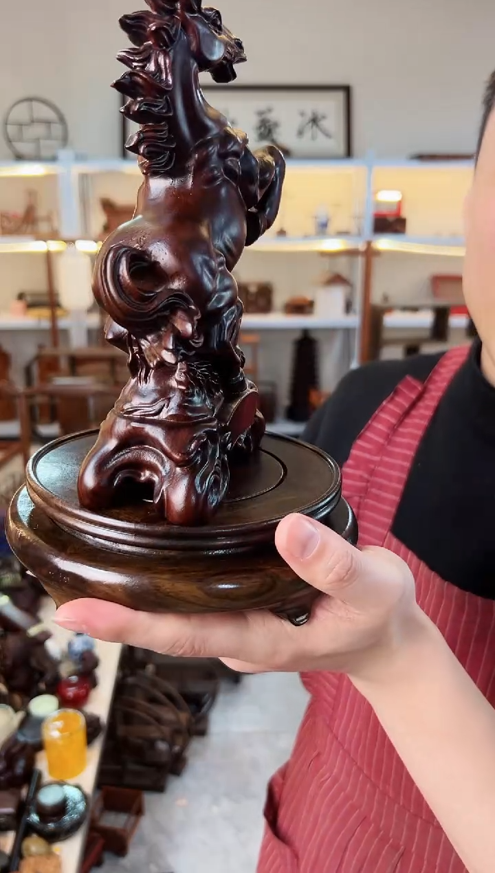 【闪购商品】风车木（黑檀木）旋转底座加马