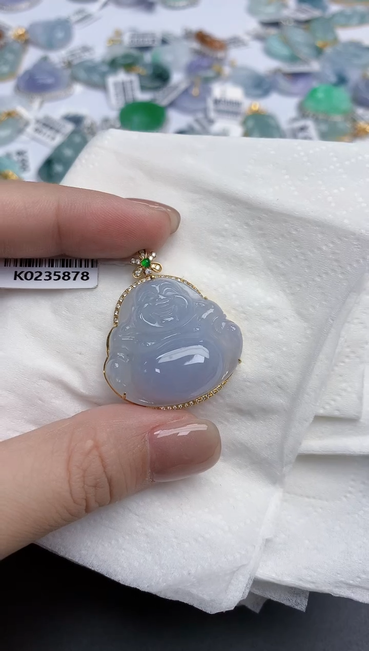 【闪购商品】翡翠颈饰18K金镶嵌天然缅甸翡翠A货