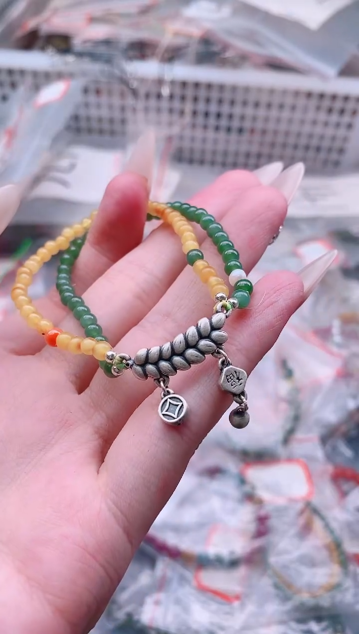 足银镶嵌蜜蜡手链多样性发拍一发一