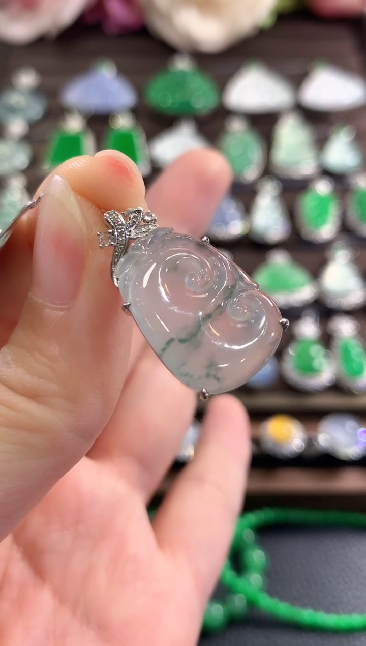 吊坠(不含链)18K金镶嵌翡翠d11