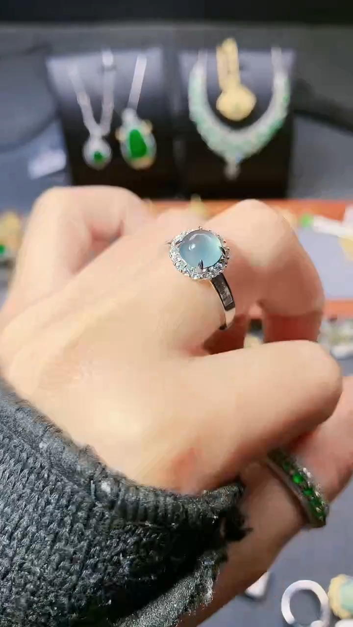 【闪购商品】翡翠戒指银S925镶嵌戒指