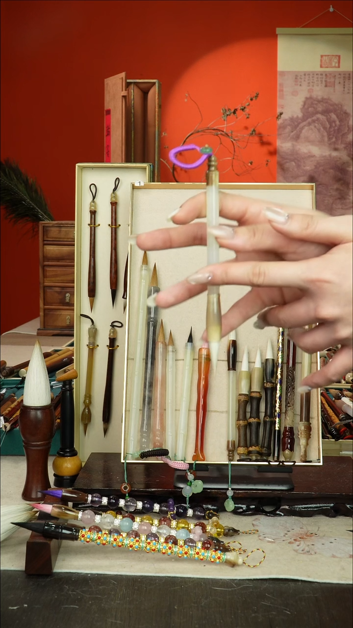 109号闪孤品高货毛笔链接 清水试笔 蘸墨不退