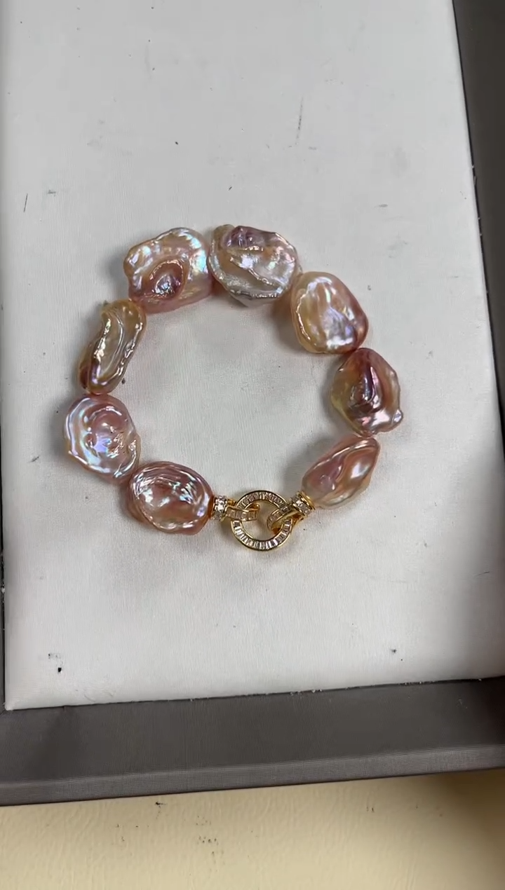 【闪购商品】淡水珍珠手链银S925镶嵌巴洛克手链