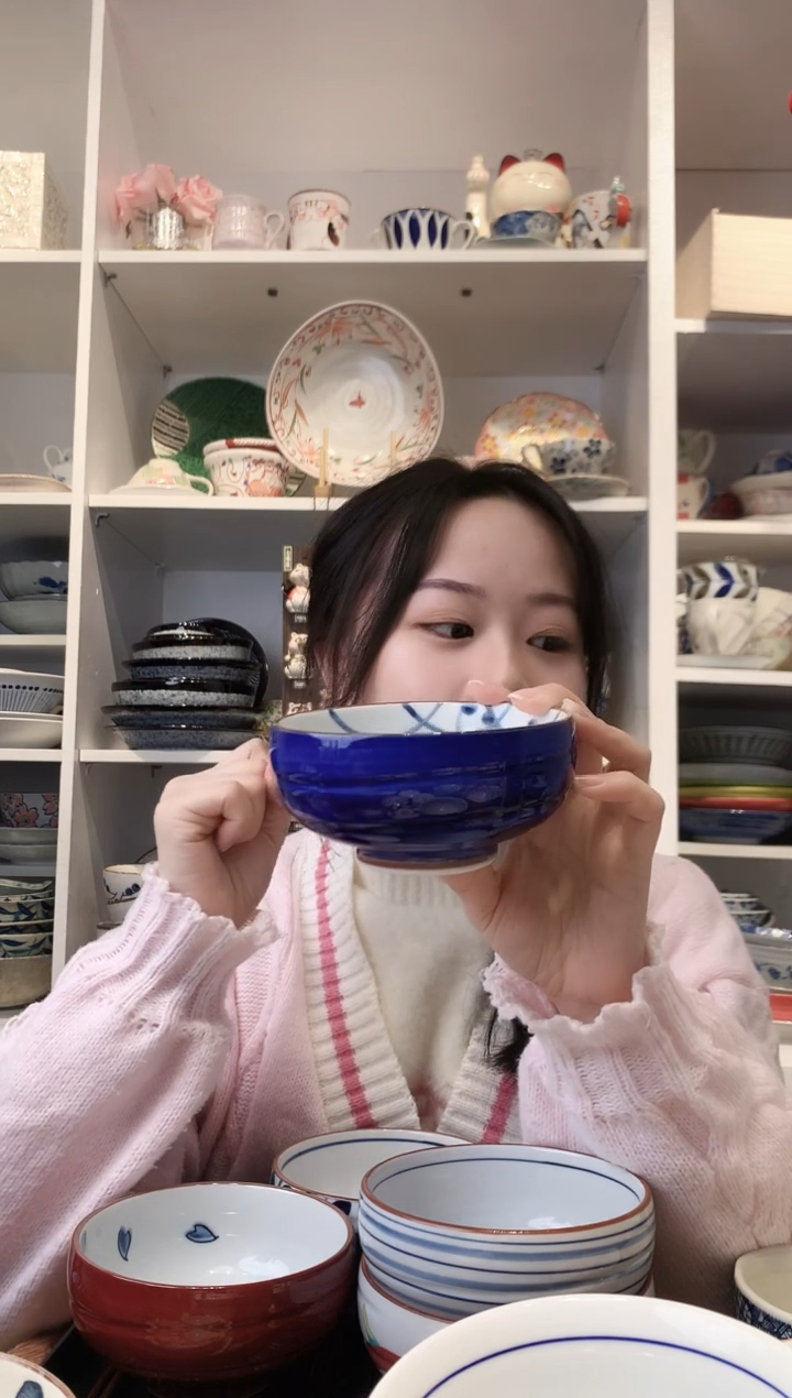 陶瓷【微瑕】有田烧蓝釉小圆碗11.5cm