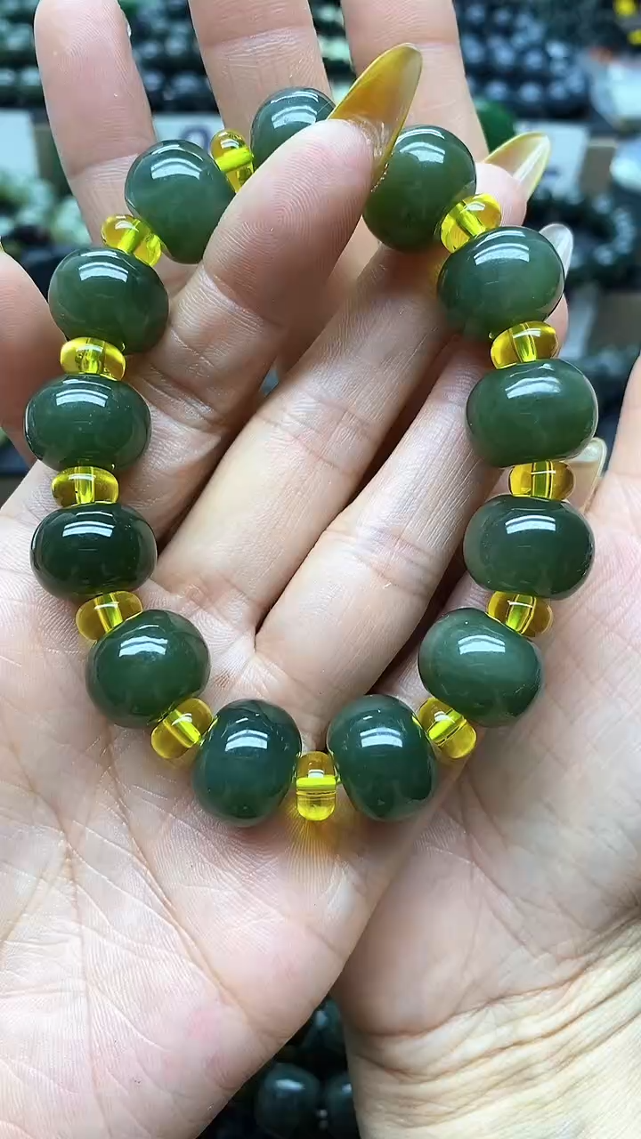 手链未镶嵌和田玉算盘珠