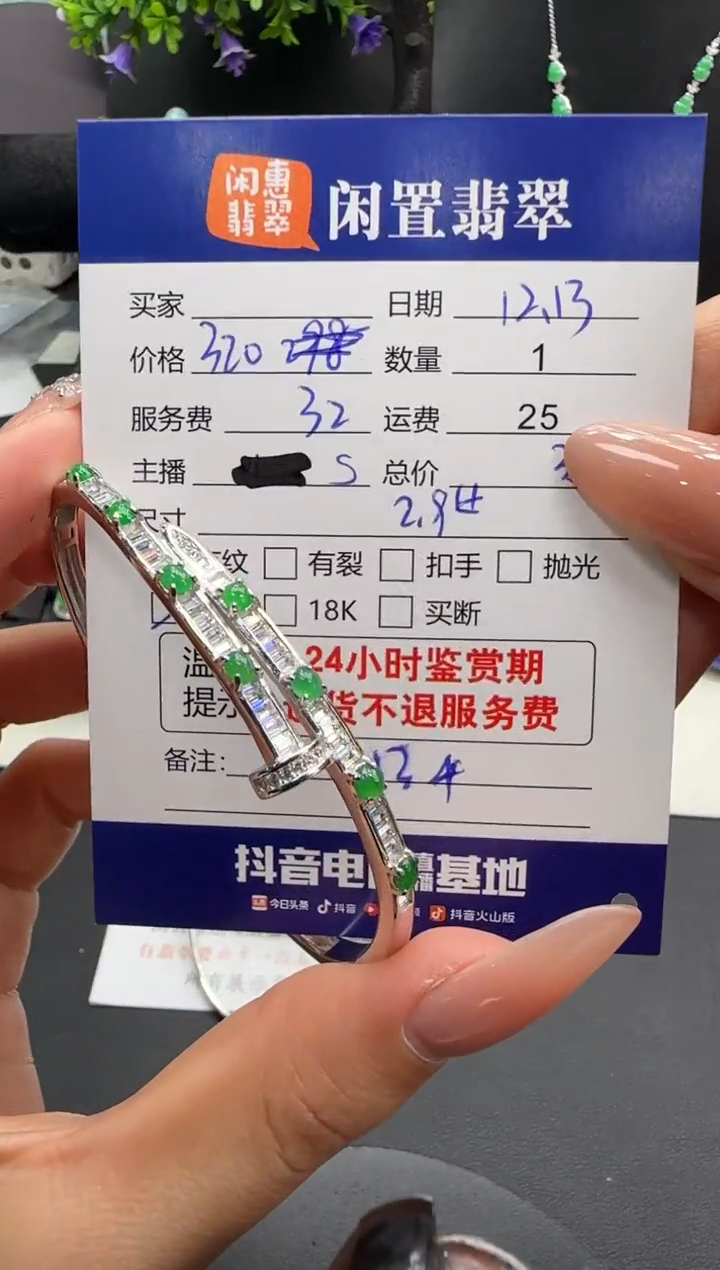 银S925镶嵌手镯翡翠翡翠手镯