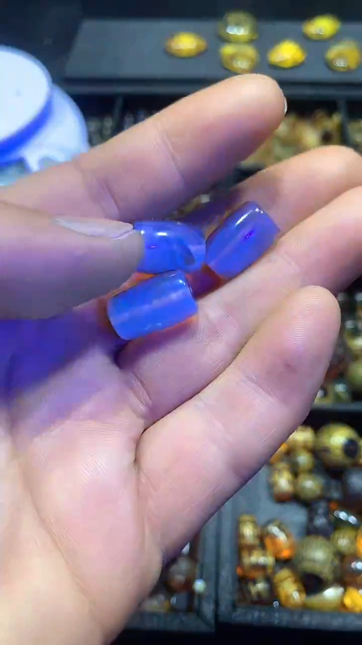 琥珀未镶嵌耳饰天然缅甸琥珀桶珠