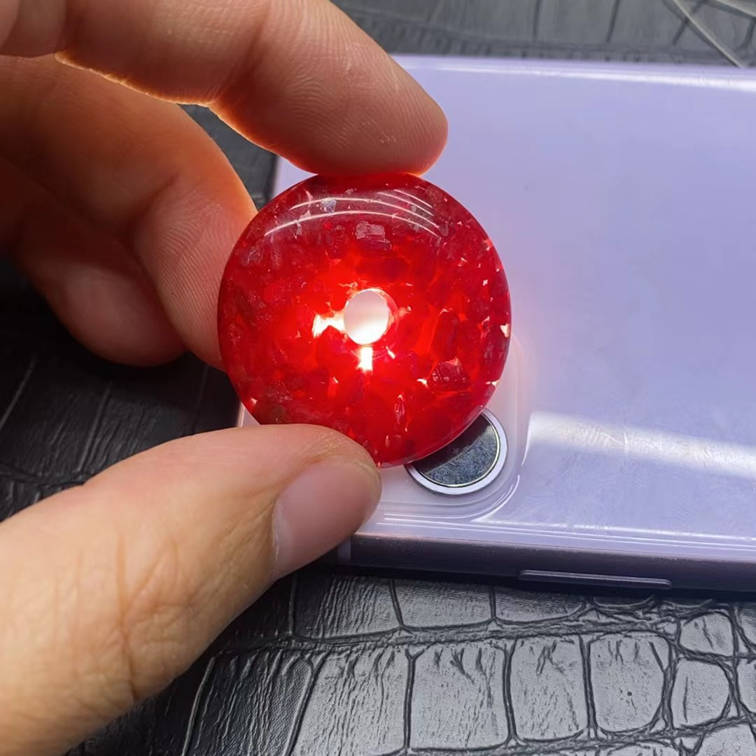 含辰砂工艺品天然朱砂晶体砂平安扣-礼盒包装