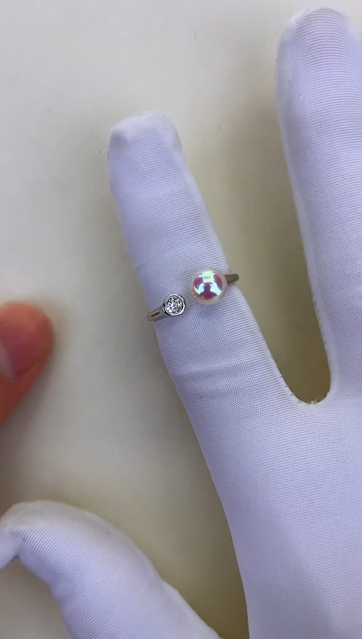 银S925镶嵌DA海水珍珠 GD033 戒指 6-7