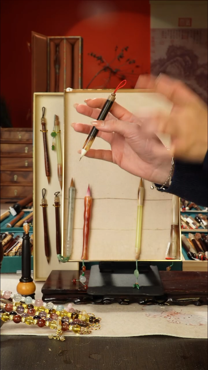 43号闪孤品高货毛笔链接 清水试笔 蘸墨不退