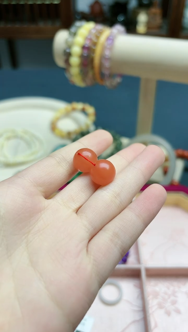 【闪购商品】南红玛瑙配珠未镶嵌南红12+mm配珠一对*1 GW