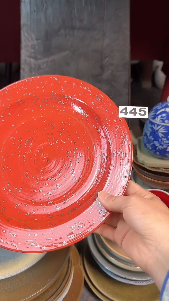 【闪购商品】碗445手刷红平衍盘       