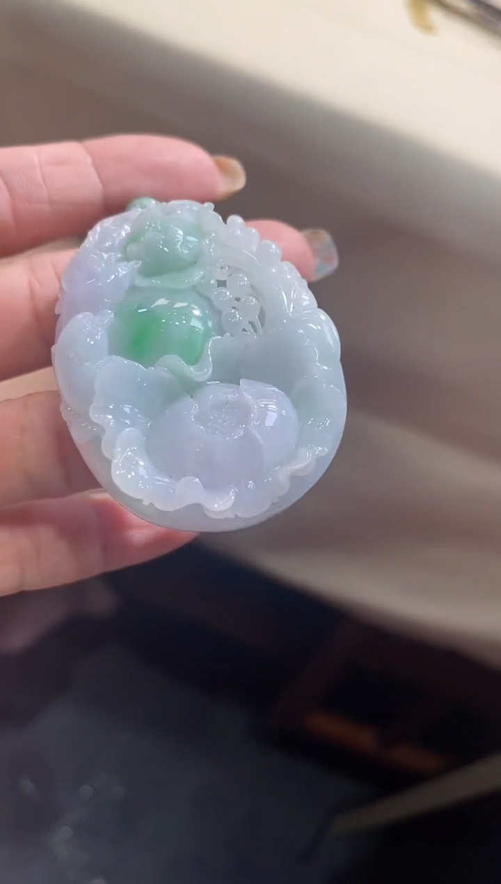 翡翠未镶嵌吊坠(不含链)花牌